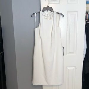 VINCE CAMUTO Ivory Ruffle Back Halter Sheath Dress, size 14